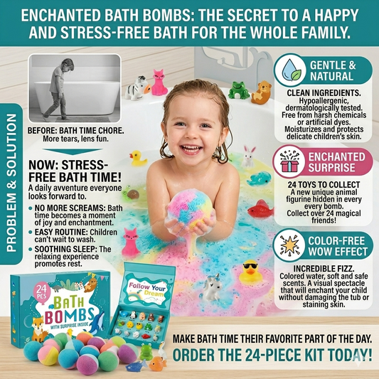 24-Pack Premium Kids Bath Bombs with Surprise Toys Inside – The Ultimate Bath Time Gift for Boys & Girls